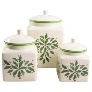 New Lenox 894177 Holiday 3-Piece Canister Set Retail $300